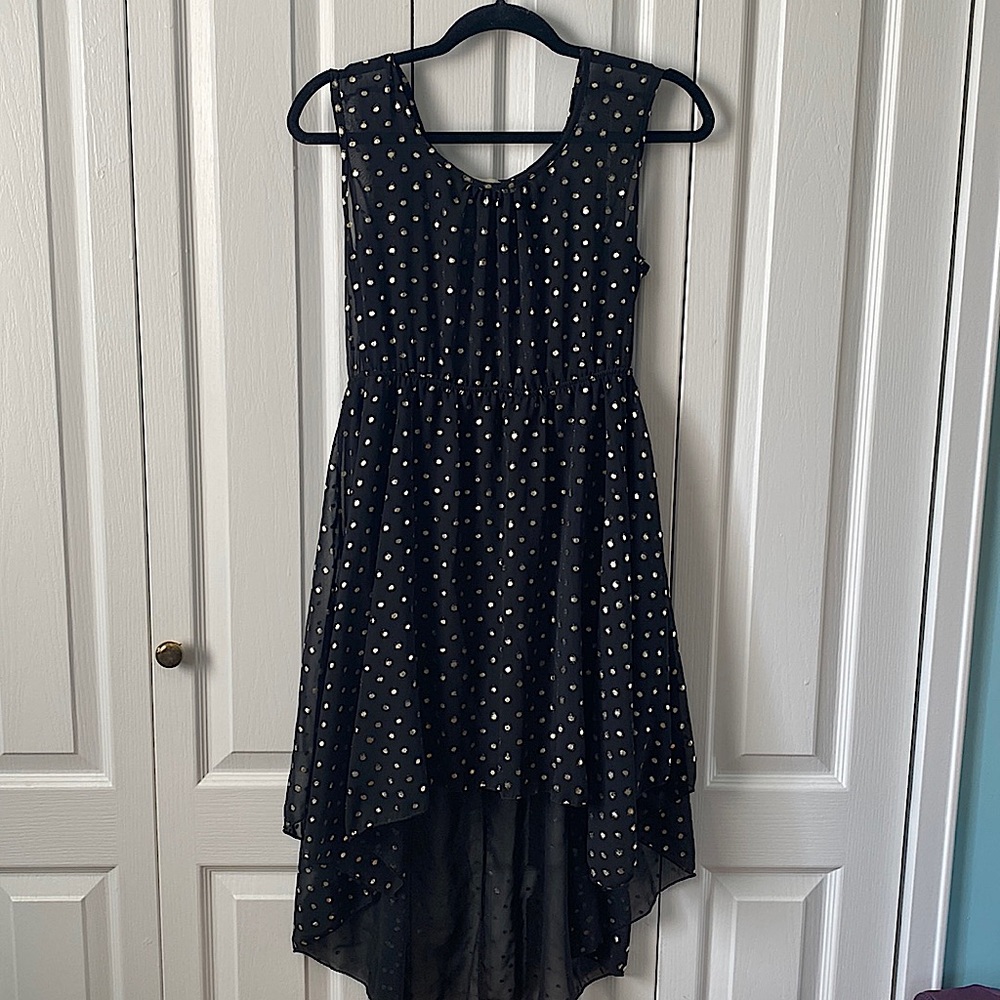 Black and gold high low dress, black bead size L